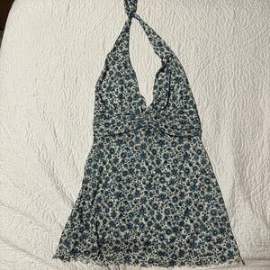 RESA Blue and Cream Floral Dress large